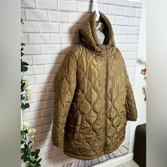 Lucky Brand Quilted Hooded Puffer Coat in Bronze Gold - Size XXL - Picture 7 of 12